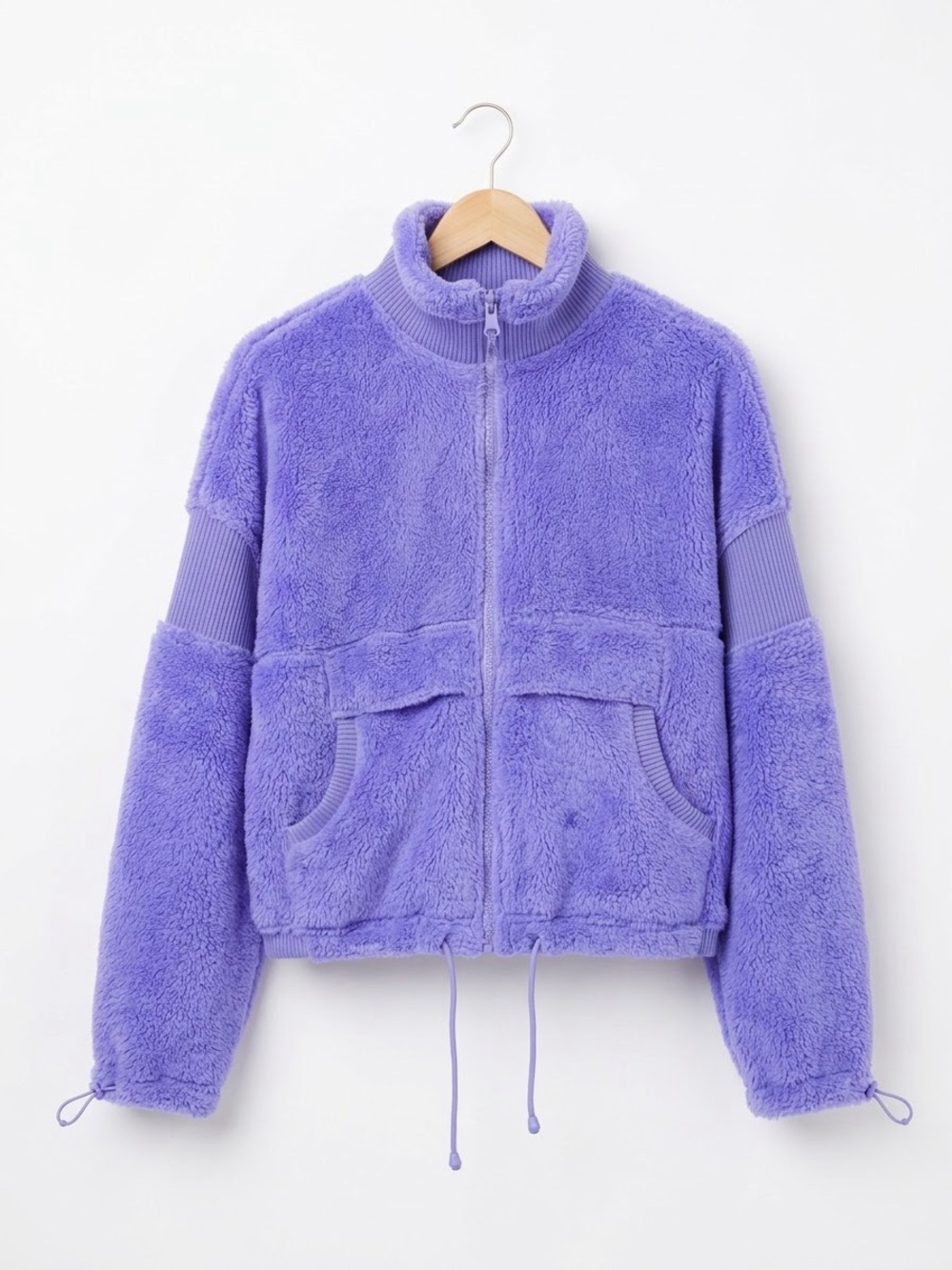 Free People FP Movement Purple Sherpa Fleece Full Zip Bungee Jacket XS